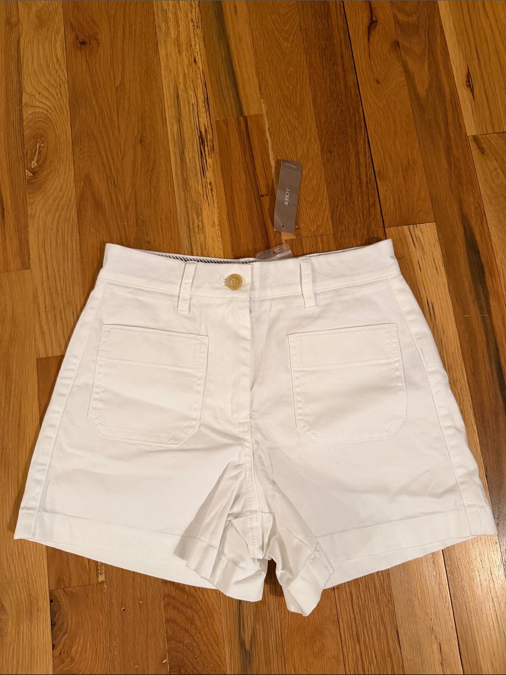 J. Crew White High-Rise Bermuda Shorts